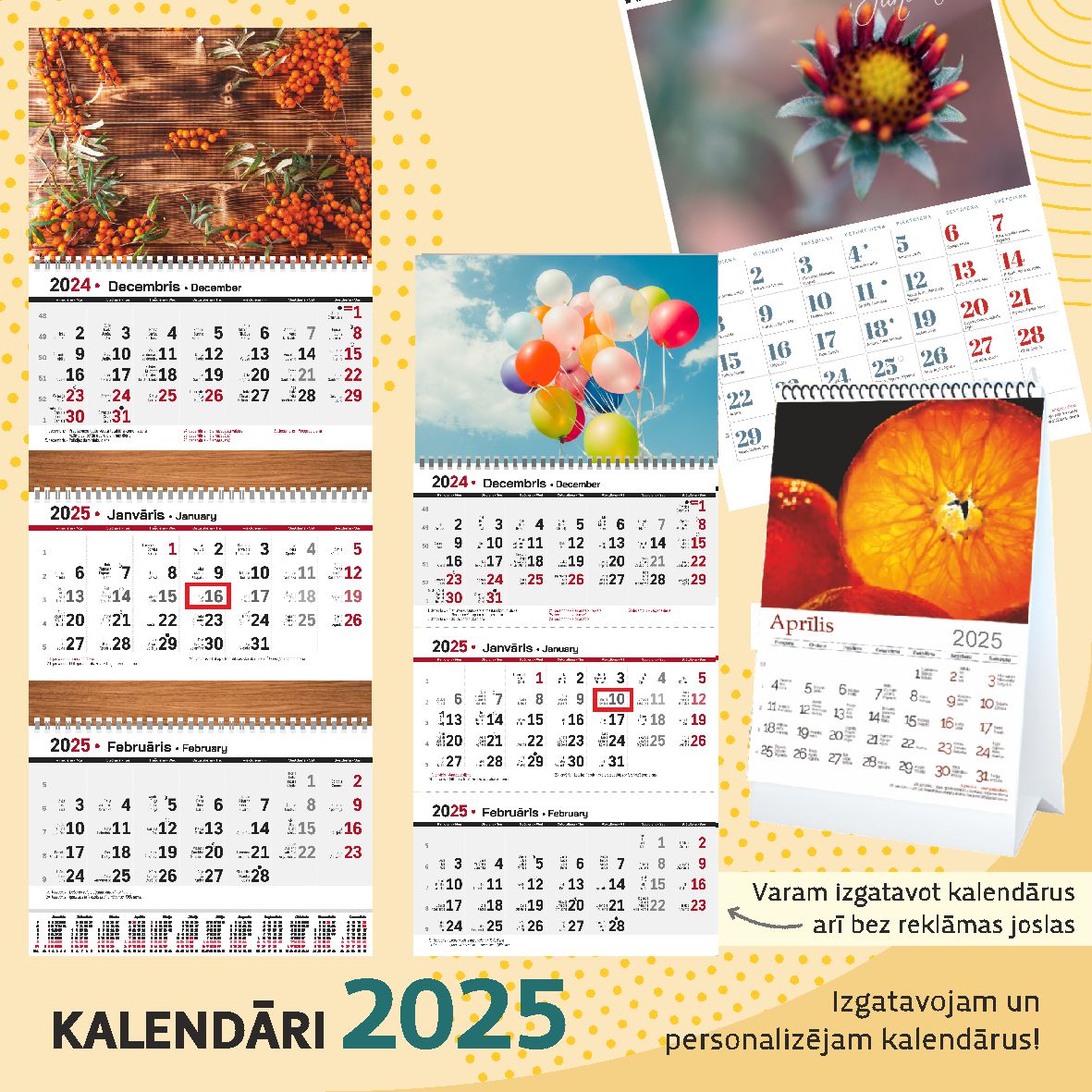 Personalizēti kalendāri 2025. gadam